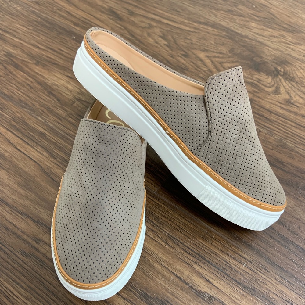 Taupe slip on shoes